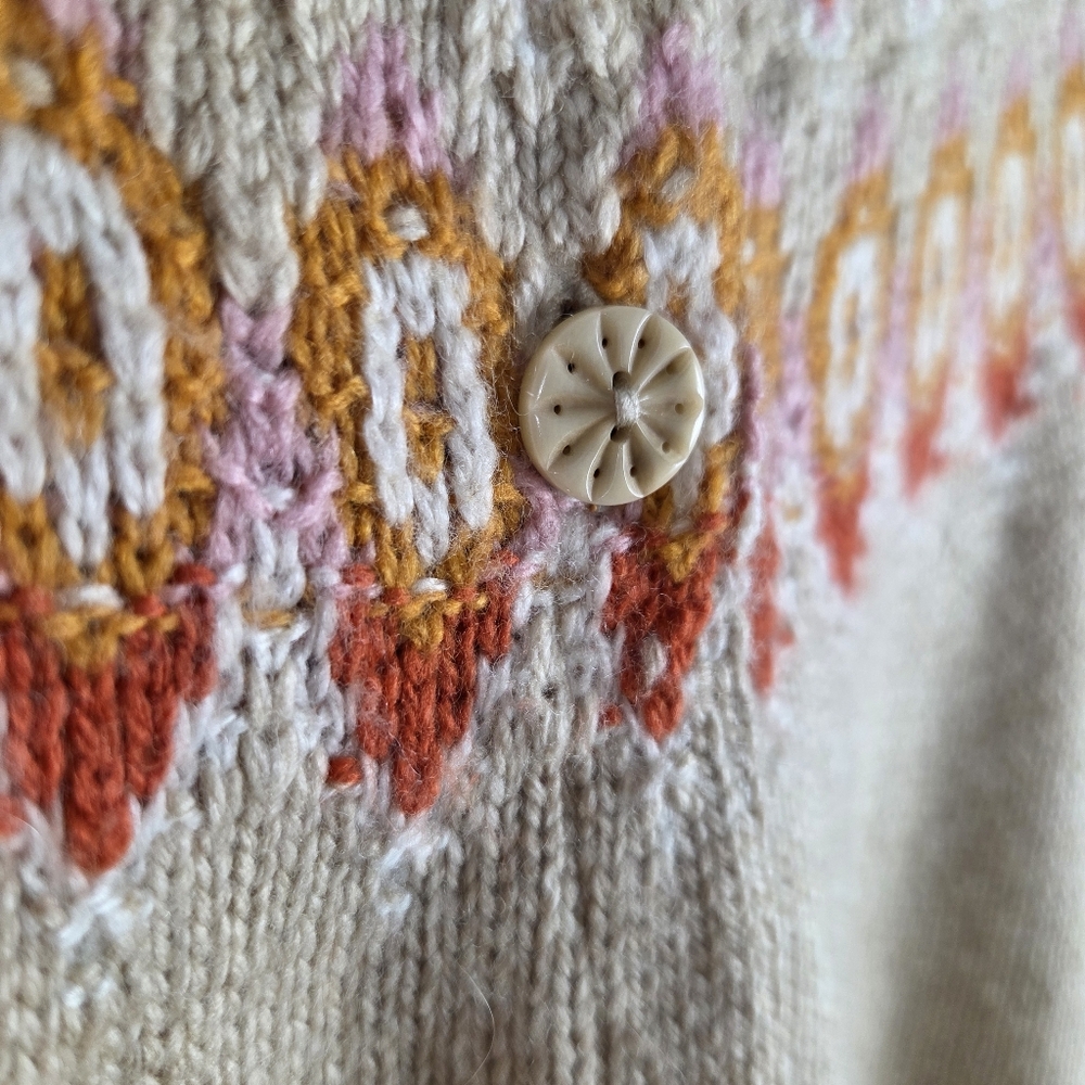 Sundance Wool Long Sleeve Button Up Fair Isle Cardigan Sweater - Picture 4 of 9